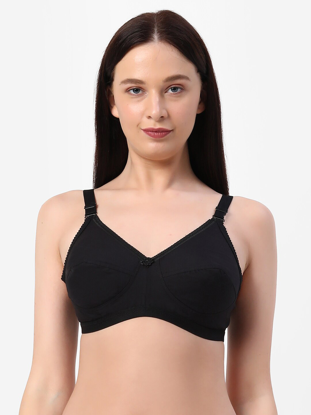 

Planetinner Non Padded Non Wired Full Coverage Pure Cotton Minimizer Bra CB6, Black