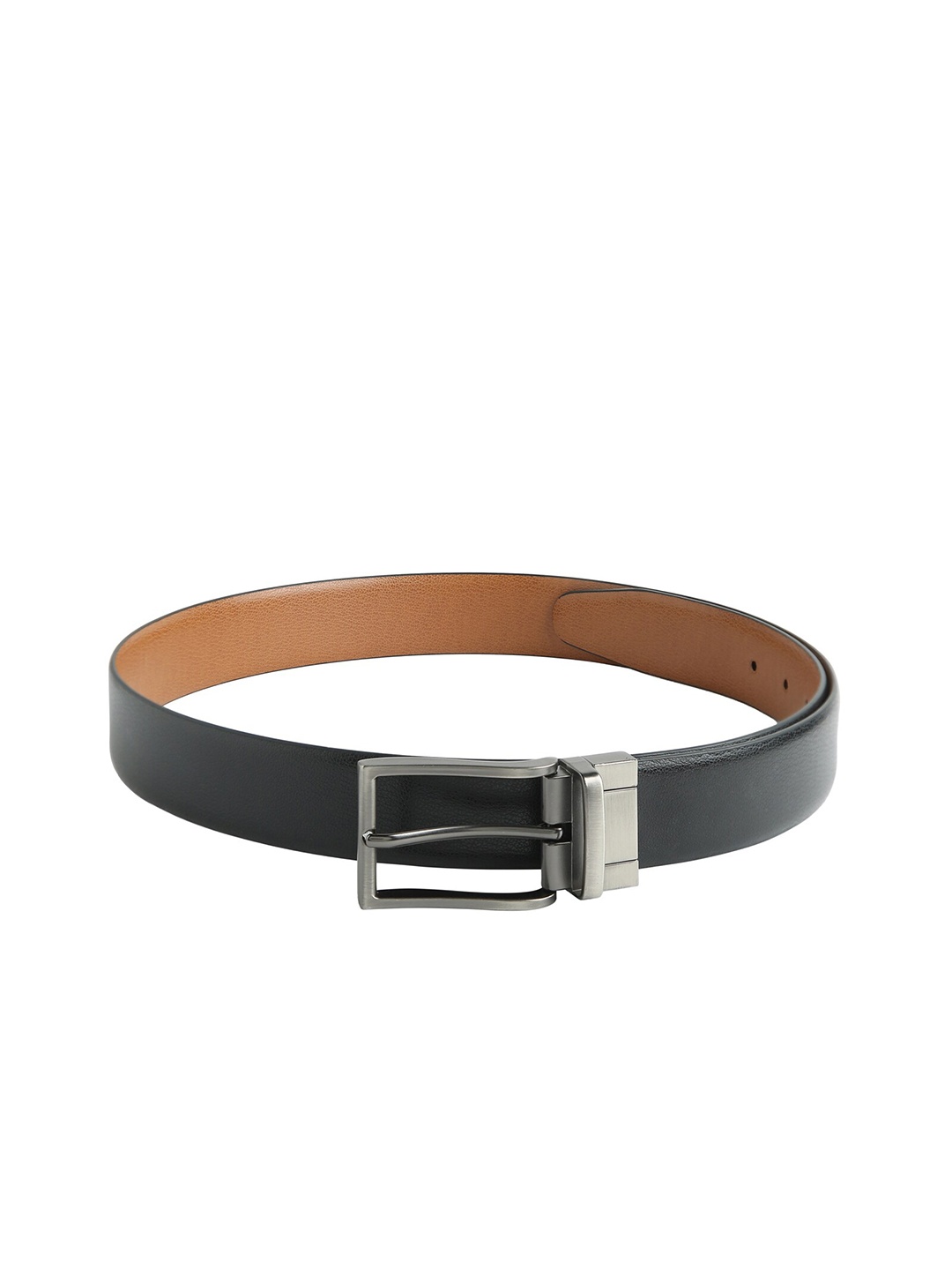 

CRUSSET Men Tan & Black Reversible Synthetic Leather Belt