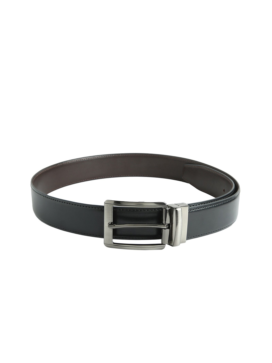 

CRUSSET Men Black Solid Slim Reversible Belts