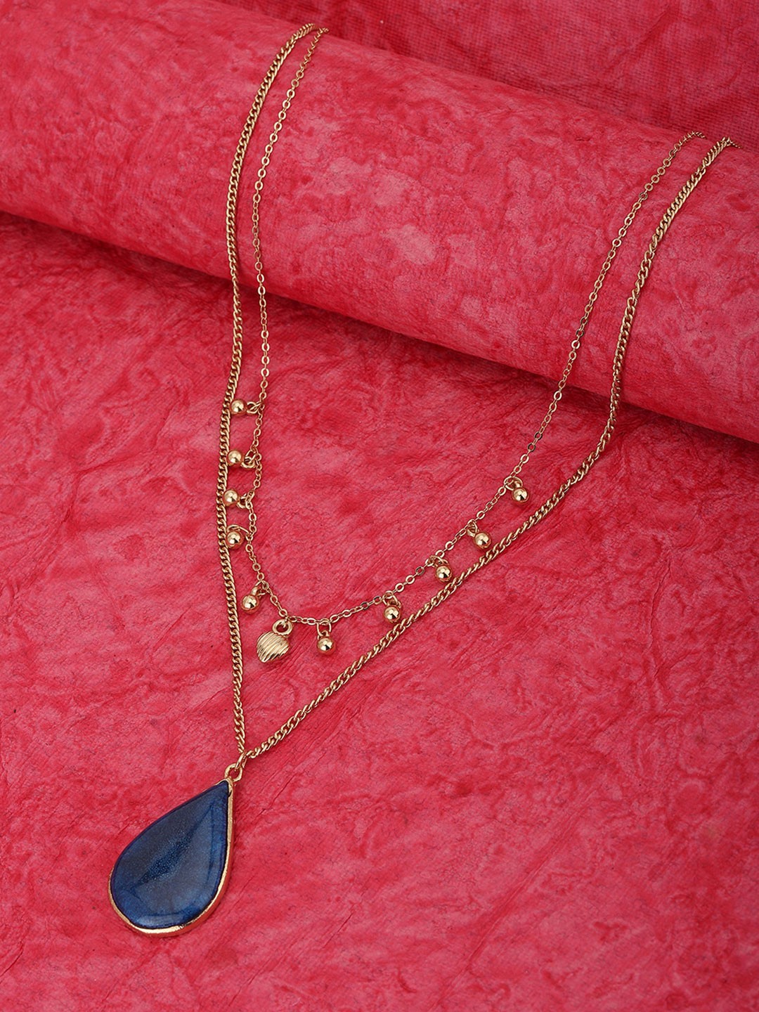 

Carlton London Women Gold Plated & Blue Brass Necklace