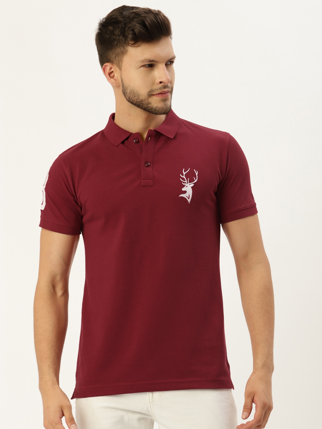 

PORTBLAIR Men Maroon Polo Collar T-shirt