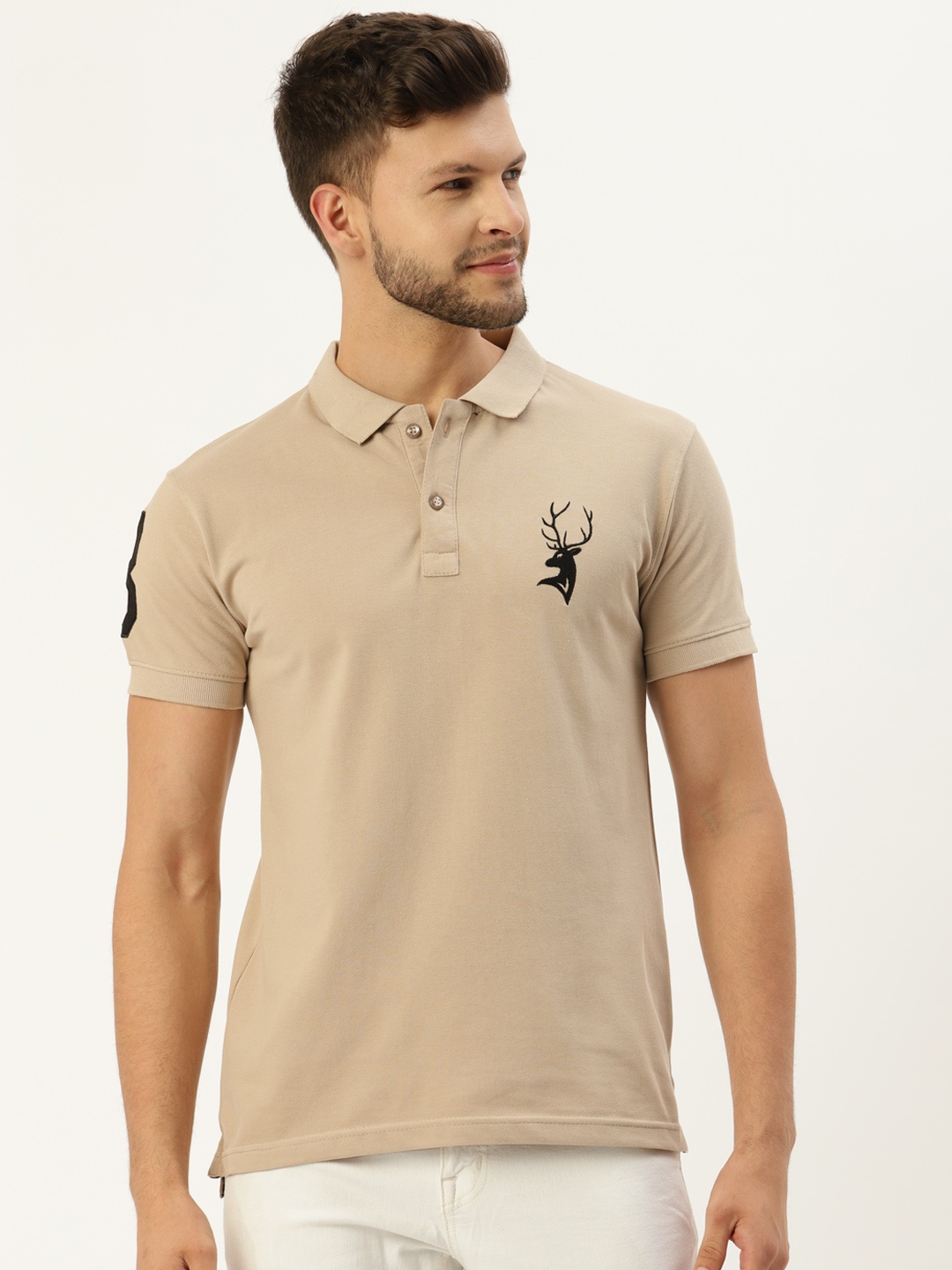 

PORTBLAIR Men Beige Polo Collar T-shirt