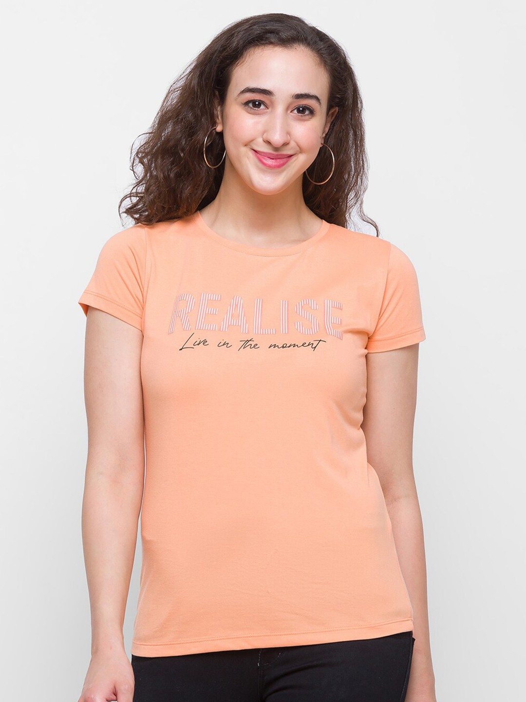 

Globus Women Orange Typography T-shirt