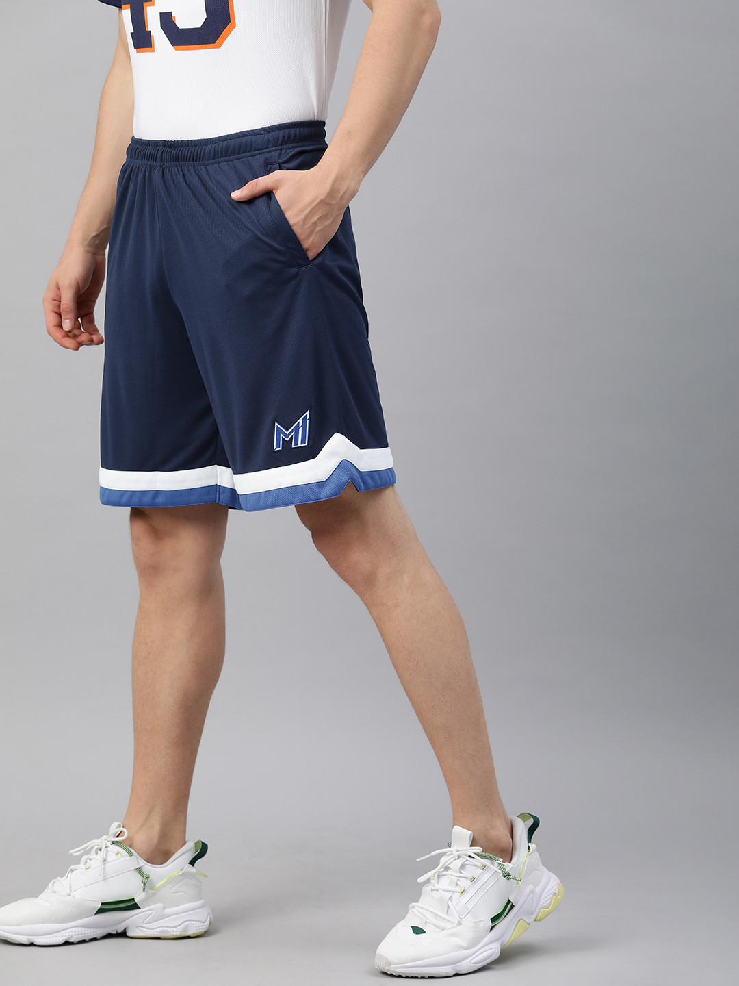 

Mumbai Indians Men Navy Blue MI Basketball Shorts