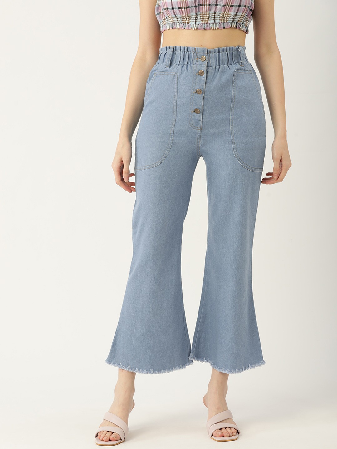 

Quinoa Women Blue Cotton Bootcut High-Rise Light Fade Jeans