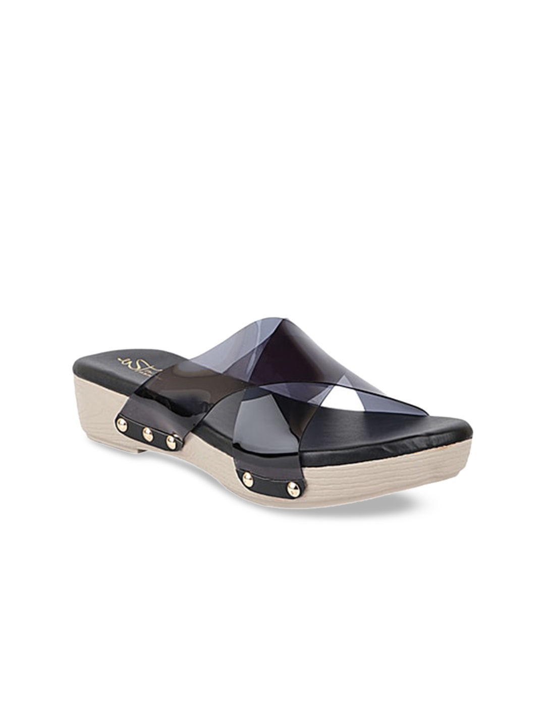 

THE WHITE POLE Women Black Open Toe Flats