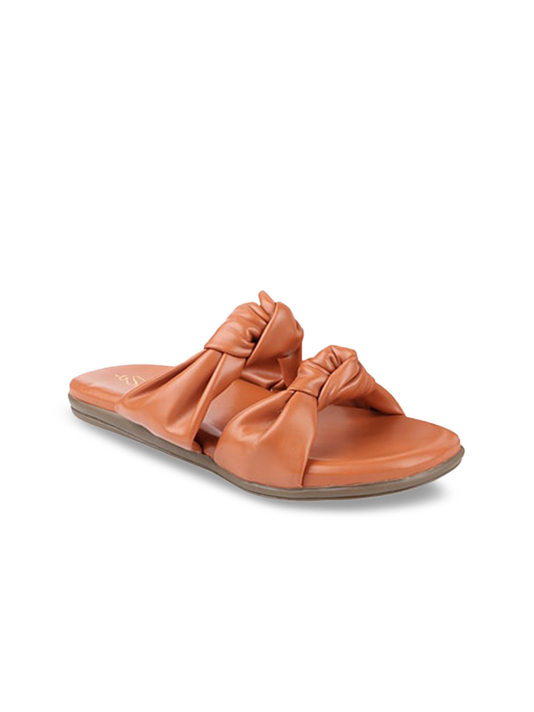 

THE WHITE POLE Women Brown Open Toe Flats with Bows