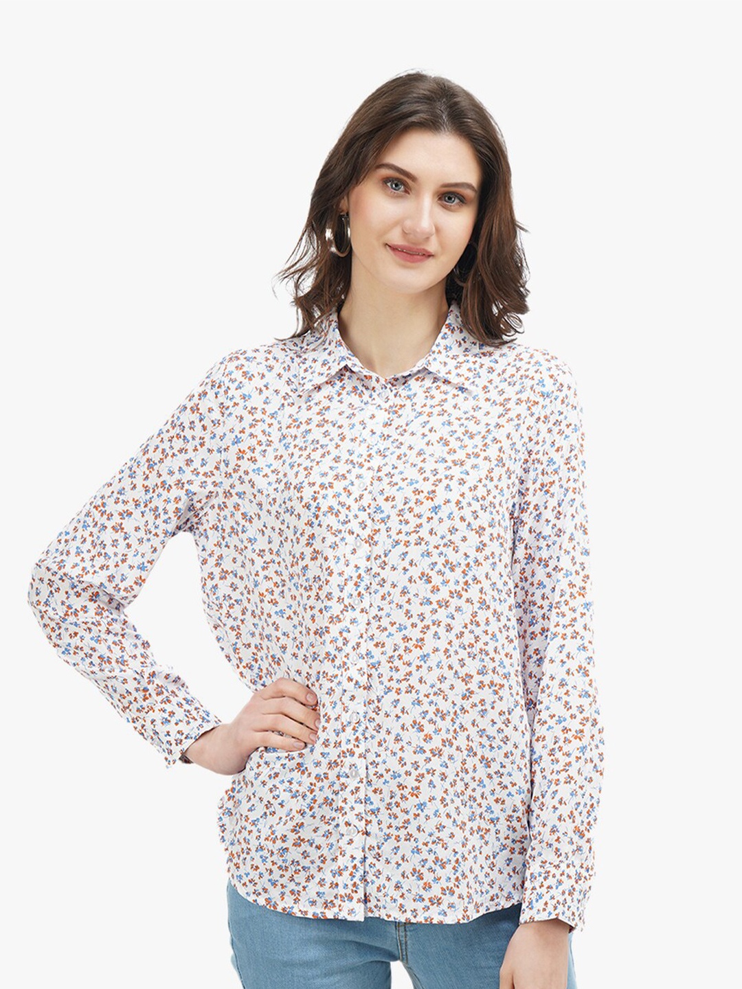 

United Colors of Benetton White Floral Printed Casual Shirt