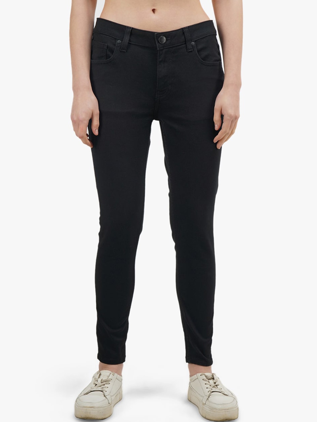 

United Colors of Benetton Women Black Skinny Fit Cropped Jeans
