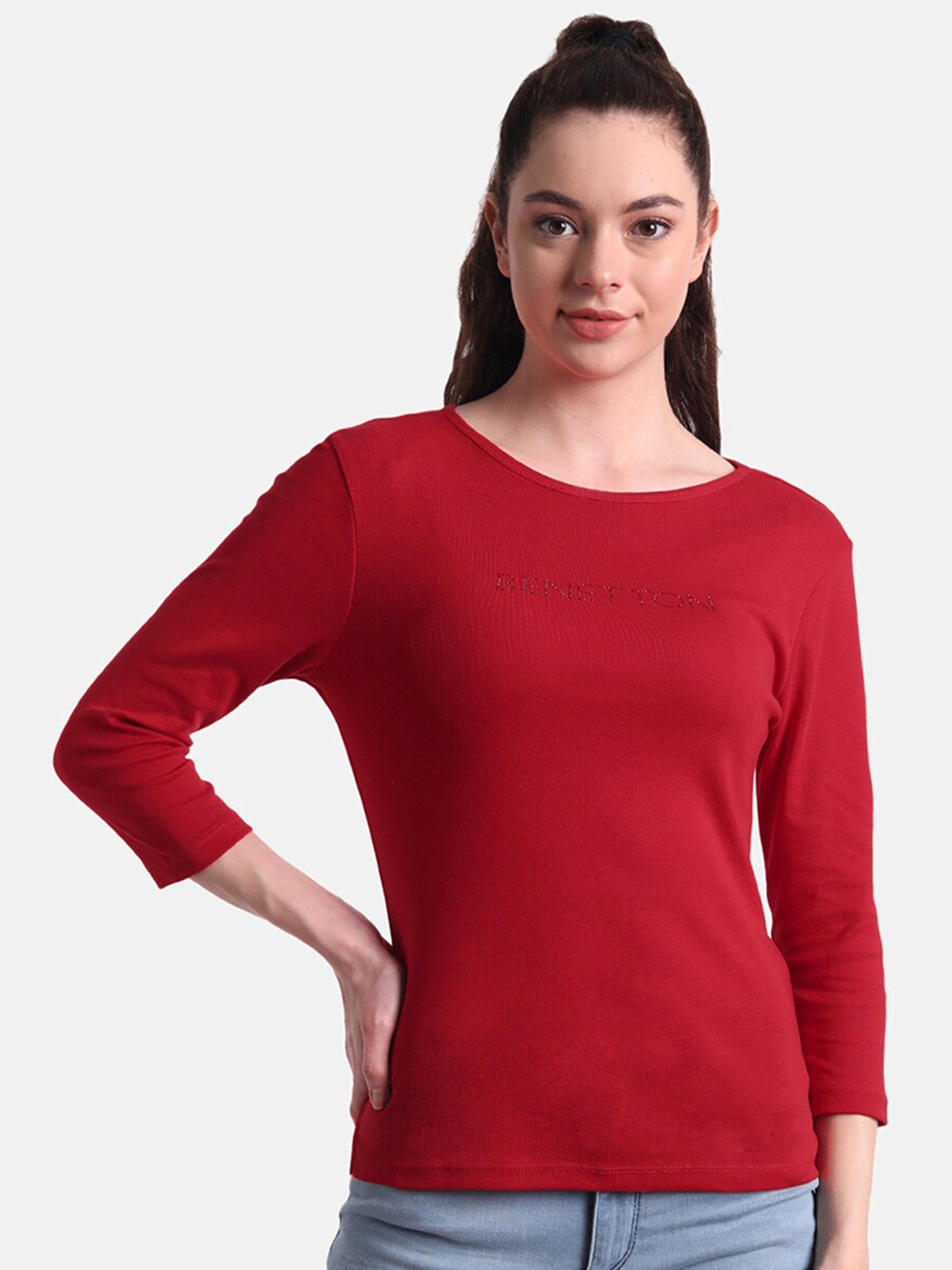 

United Colors of Benetton Women Red T-shirt