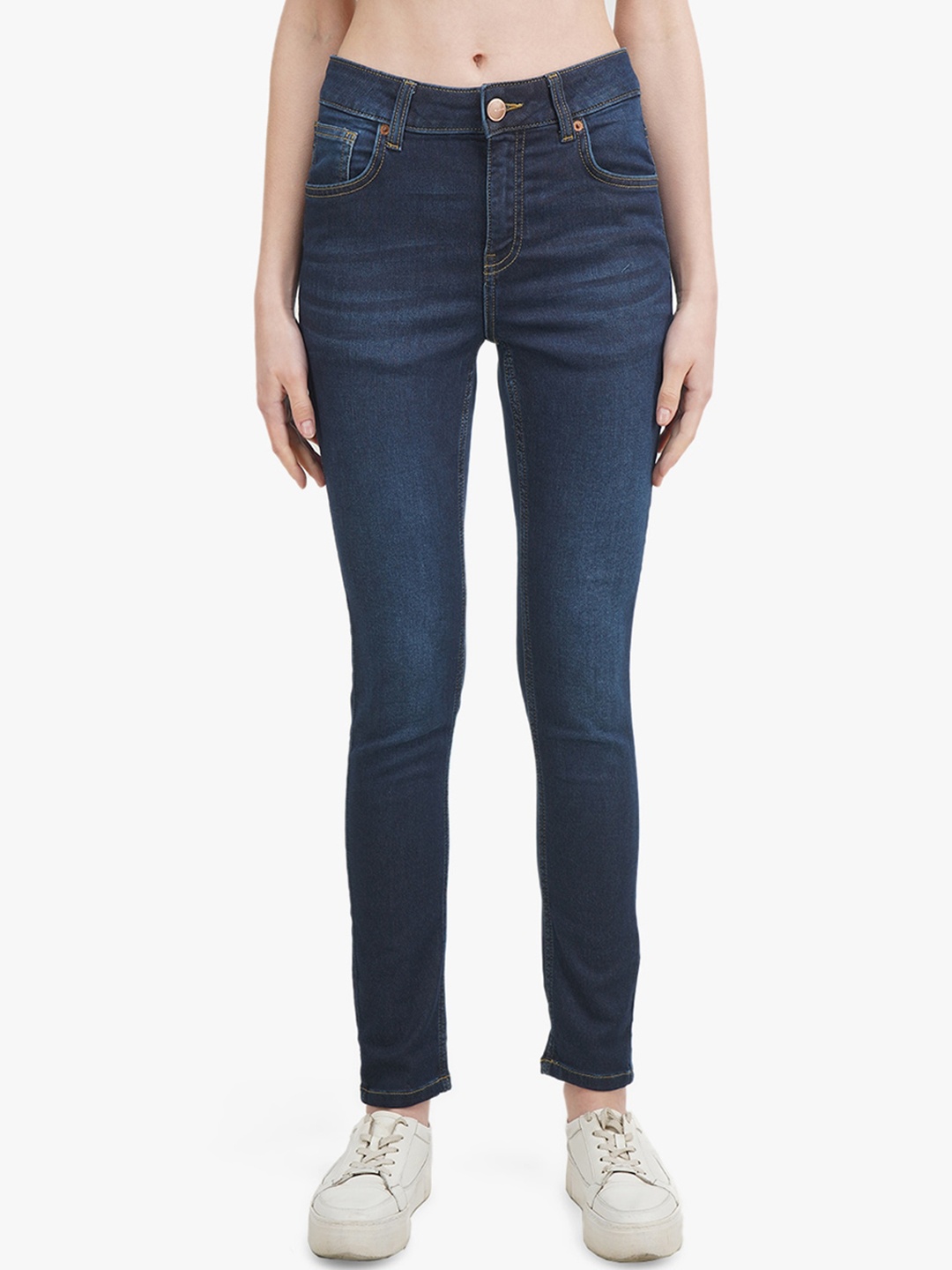 

United Colors of Benetton Women Navy Blue Skinny Fit Light Fade Jeans