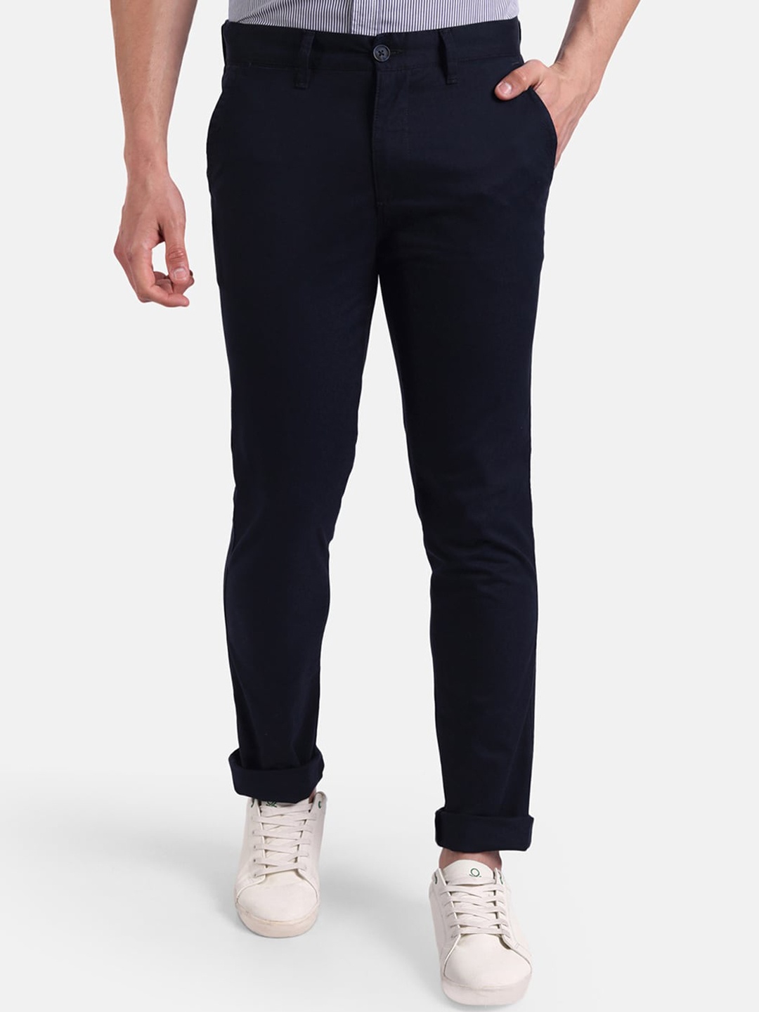 

United Colors of Benetton Men Navy Blue Slim Fit Trousers