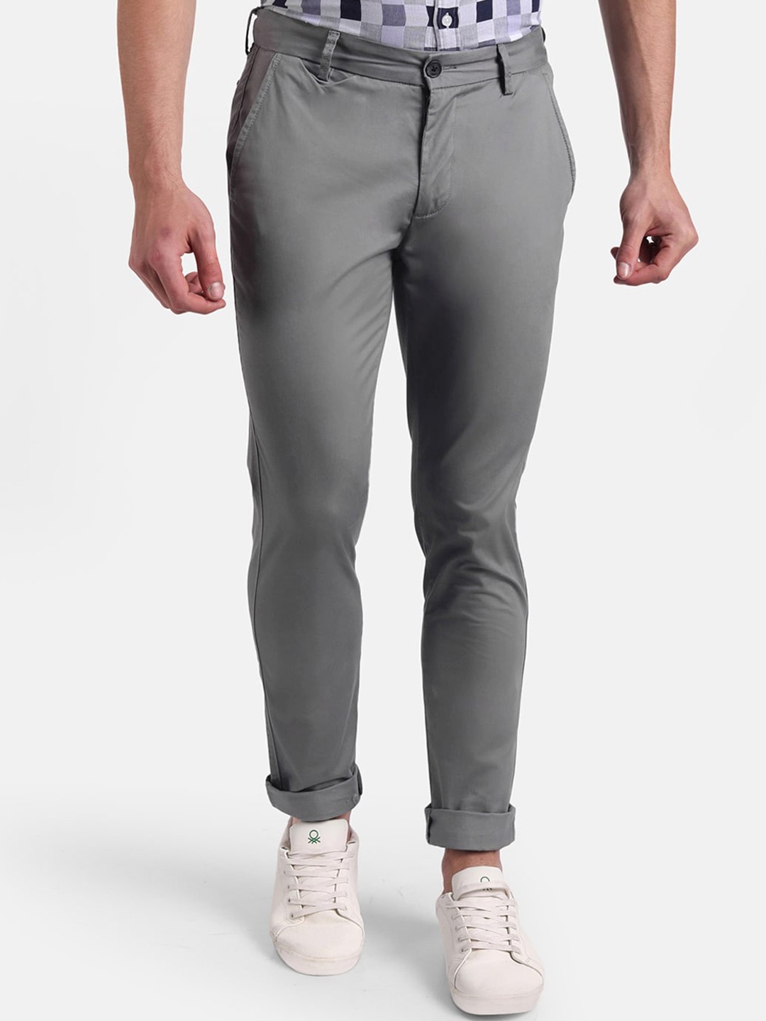 

United Colors of Benetton Men Grey Slim Fit Trousers