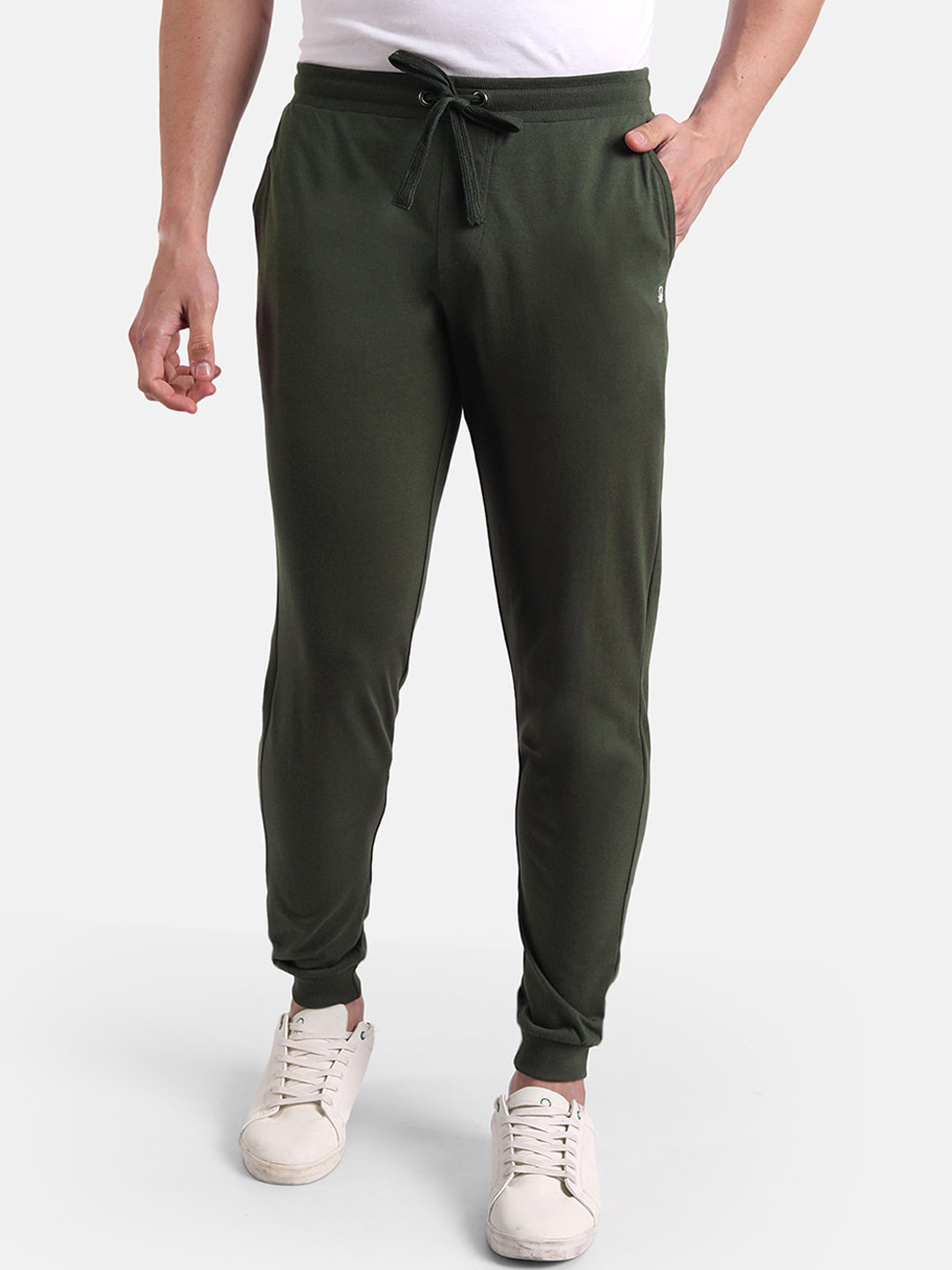 

United Colors of Benetton Men Olive Green Joggers Trousers