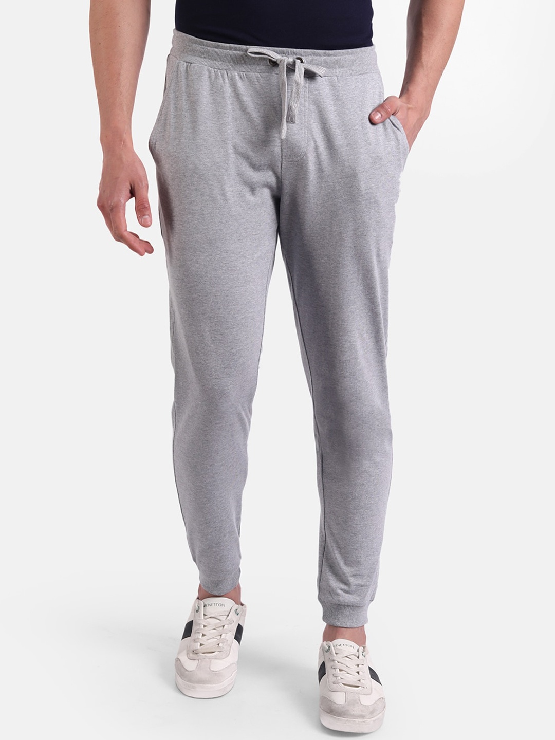 United Colors of Benetton Men Grey Cotton Joggers Trousers