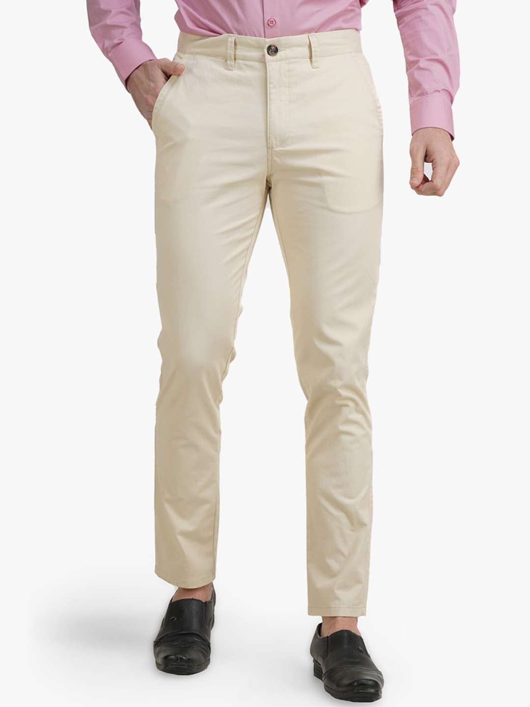 

United Colors of Benetton Men Off-White Slim Fit Trousers