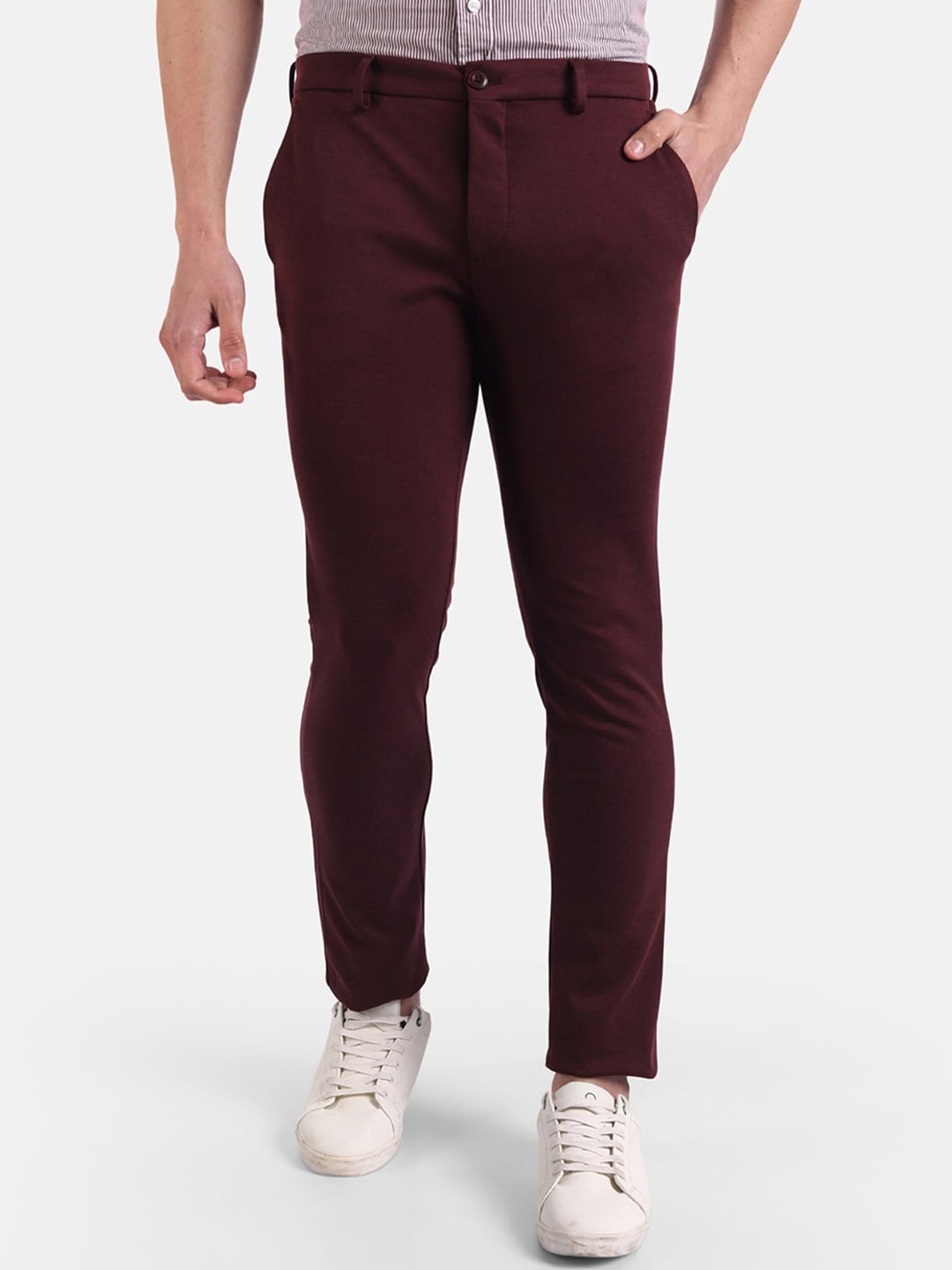 

United Colors of Benetton Men Maroon Slim Fit Chinos Trousers