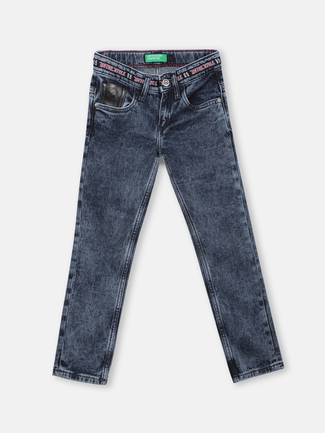 

United Colors of Benetton Boys Navy Blue Slim Fit Low-Rise Heavy Fade Jeans