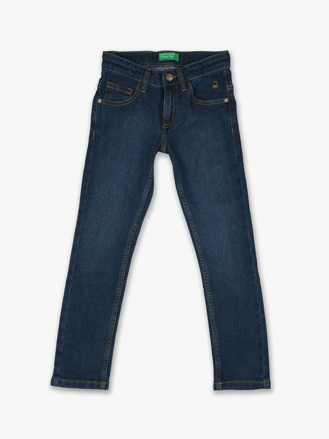 

United Colors of Benetton Boys Navy Blue Slim Fit Low Distress Light Fade Jeans
