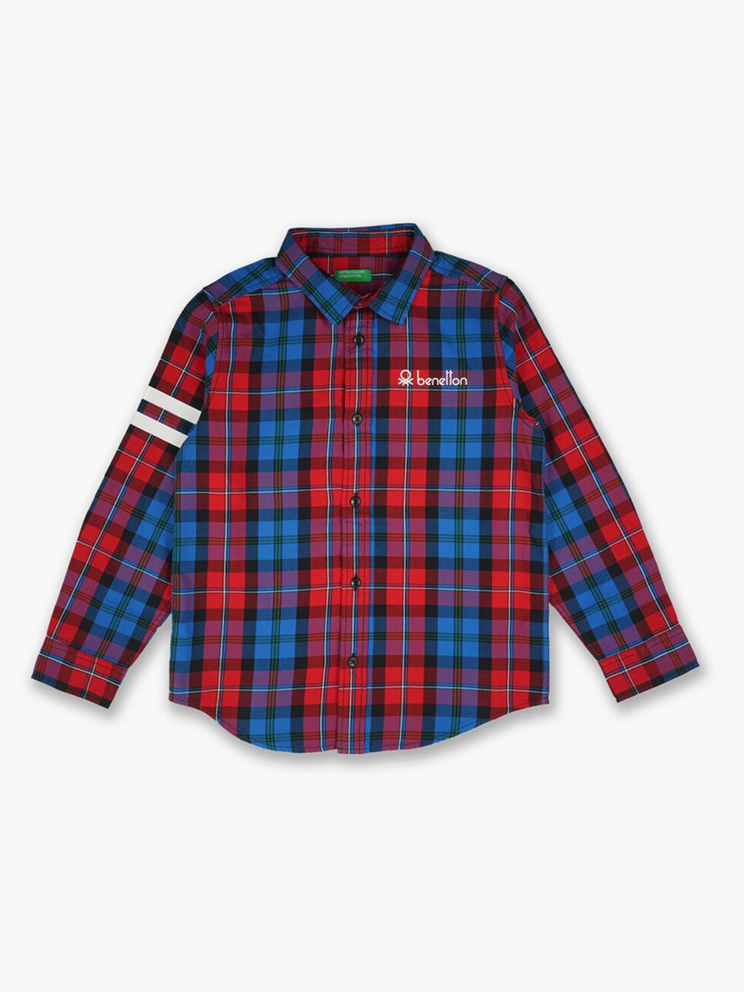 

United Colors of Benetton Boys Red Tartan Checks Checked Casual Shirt