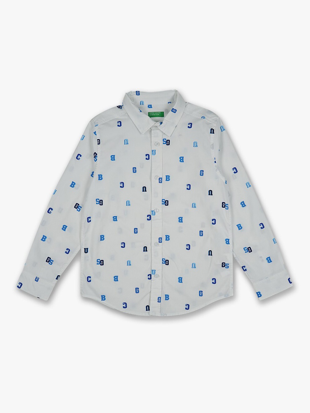 

United Colors of Benetton Boys White Regular Fit Printed Casual Shirt