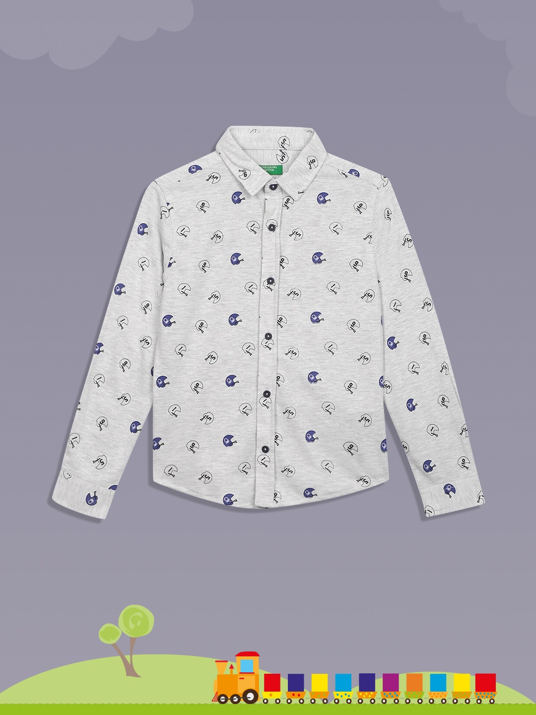 

United Colors of Benetton Boys Grey Printed Casual Shirt