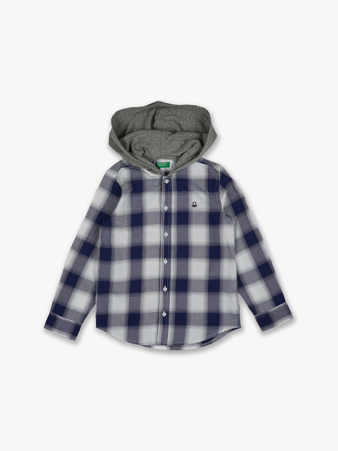 

United Colors of Benetton Boys Navy Blue Checked Regular Fit Cotton Casual Shirt
