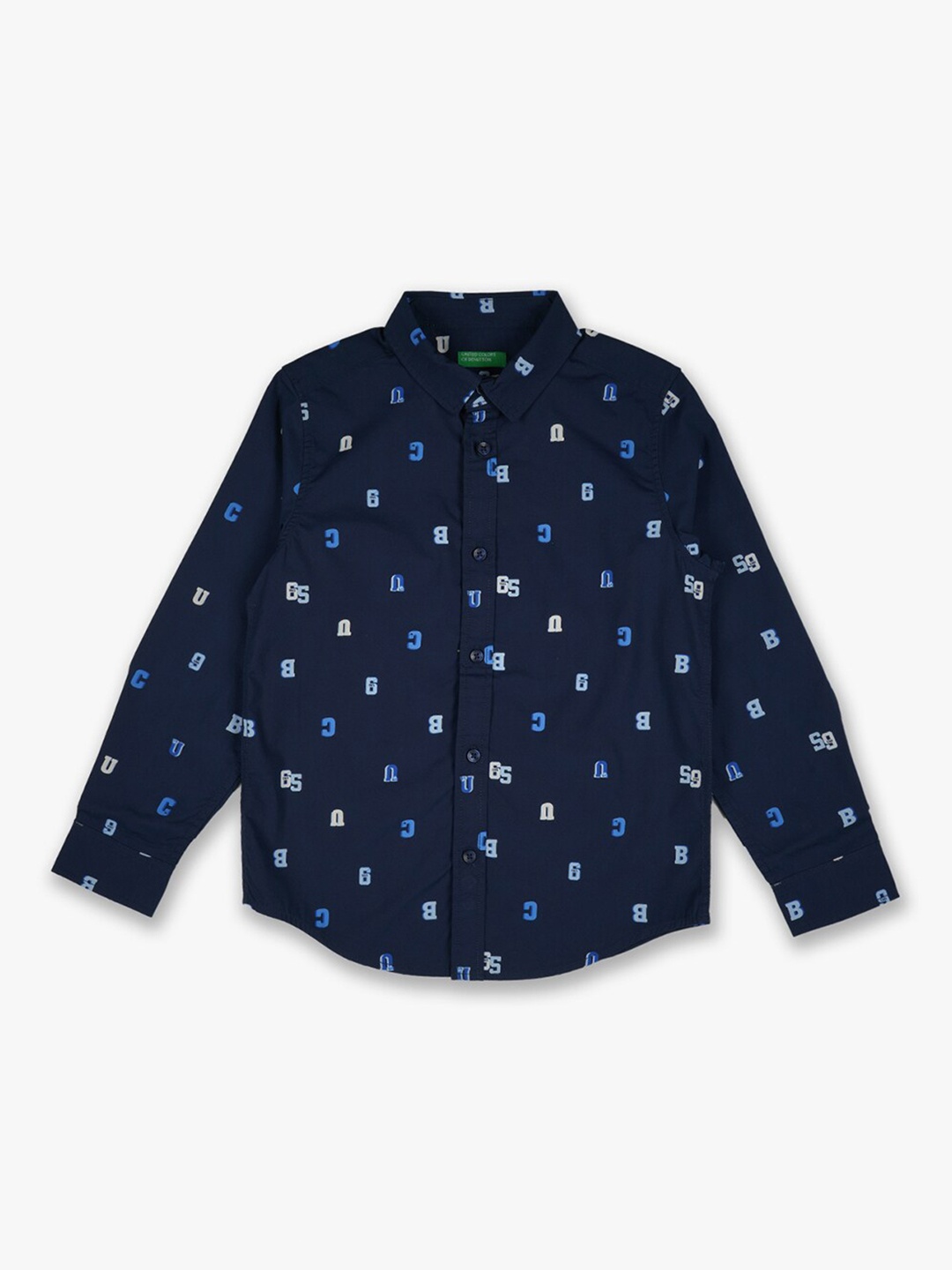 United Colors of Benetton Navy Blue Printed Casual Shirt