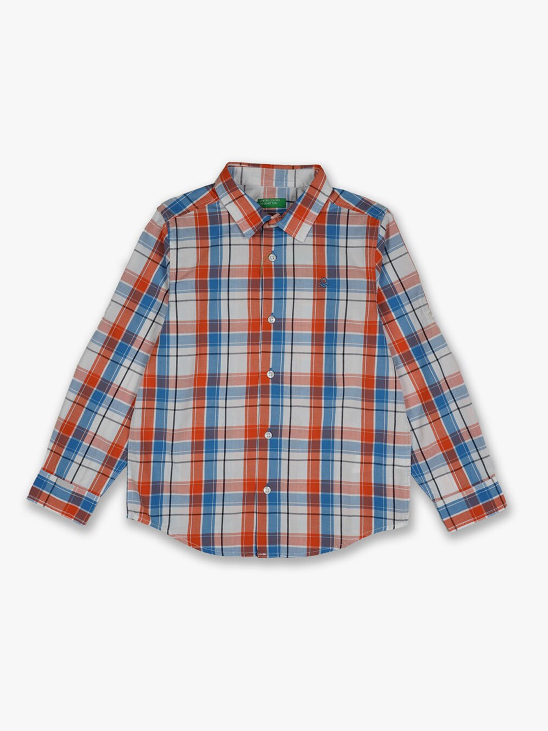 

United Colors of Benetton Boys Orange Regular Fit Checked Casual Shirt