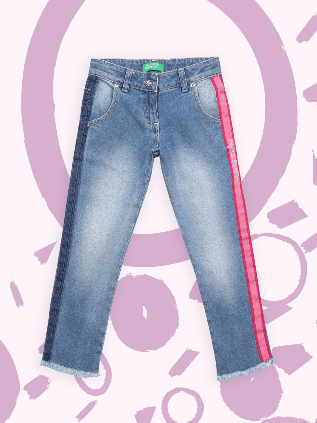 

United Colors of Benetton Girls Blue Regular Fit Heavy Fade Stretchable Jeans