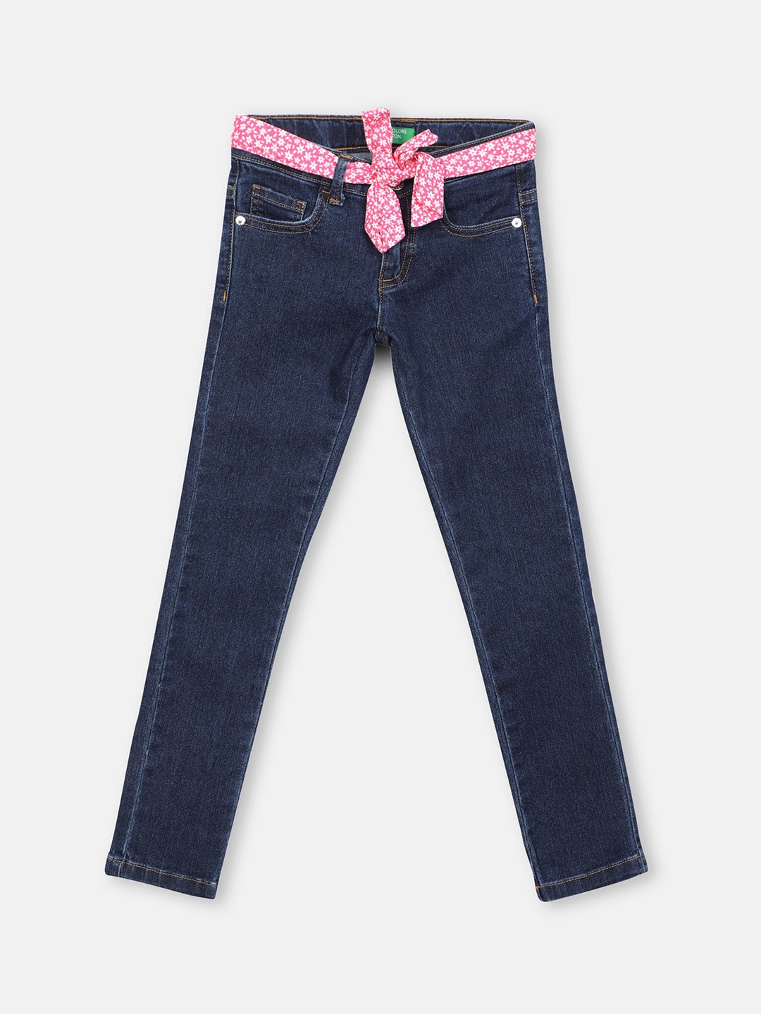 

United Colors of Benetton Girls Navy Blue Slim Fit Jeans