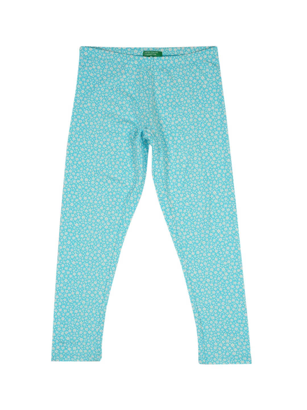 

United Colors of Benetton Girls Blue & White Printed Ankle-Length Leggings