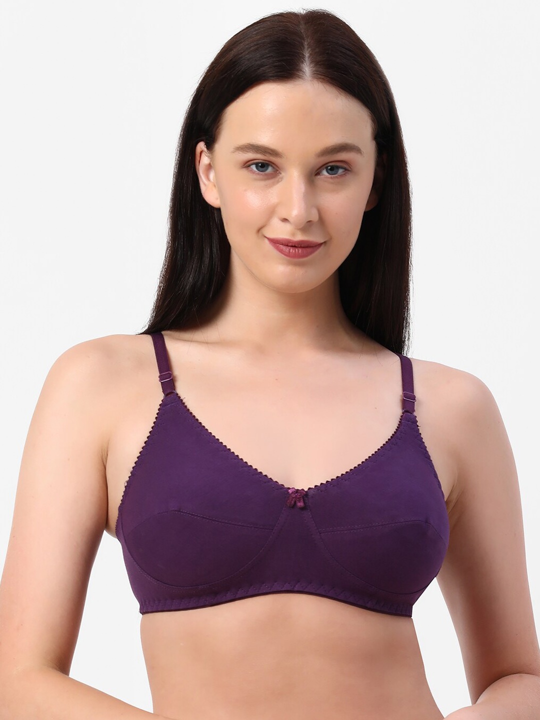 

Planetinner Non Padded Non Wired Medium Coverage Stretch Cotton Everyday Bra H41, Purple