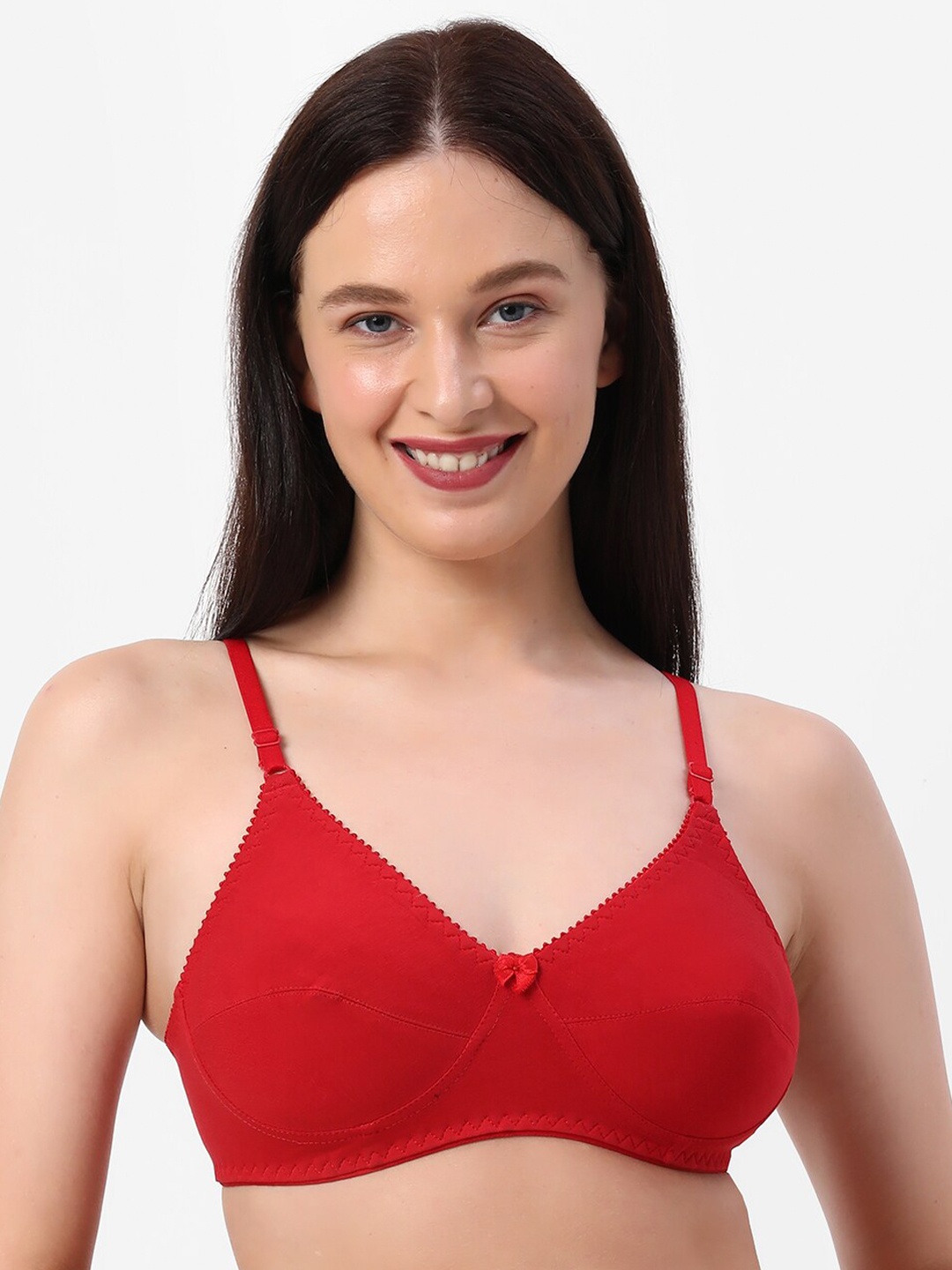 

Planetinner Non Padded Non Wired Medium Coverage Stretch Cotton Everyday Bra H41, Red