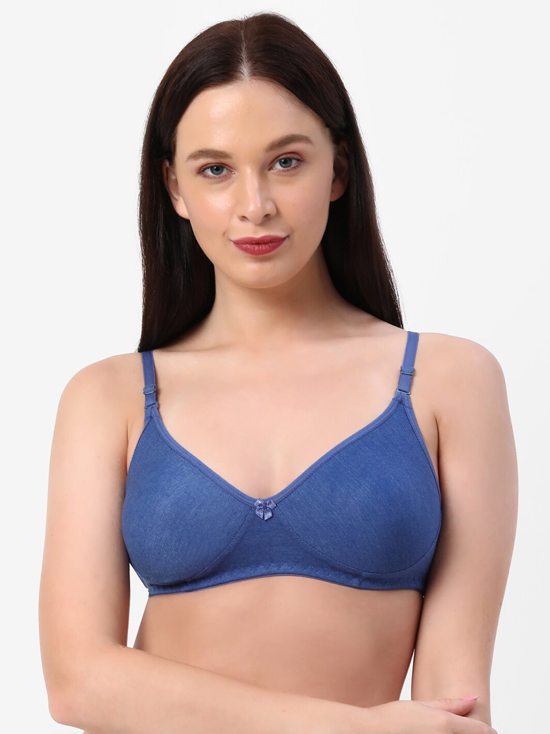 

Planetinner Non Padded Non Wired Every Day Double Layer Moulded T-Shirt Bra TB10, Blue