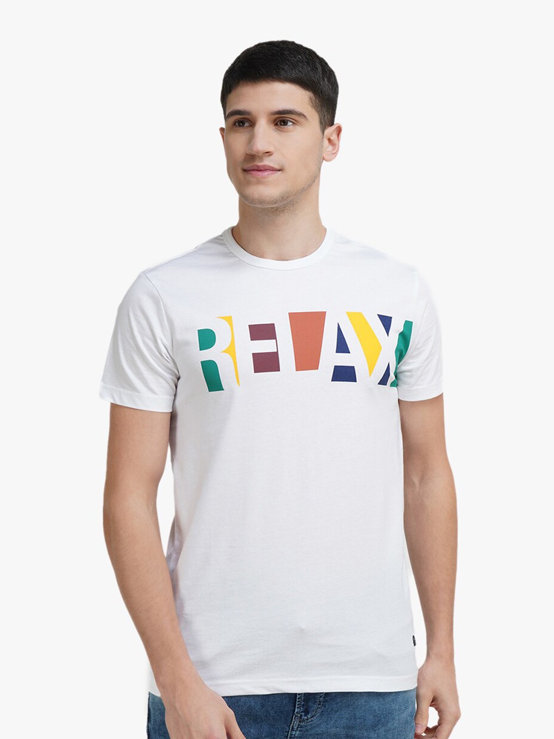 

United Colors of Benetton Men White Typography Printed T-shirt