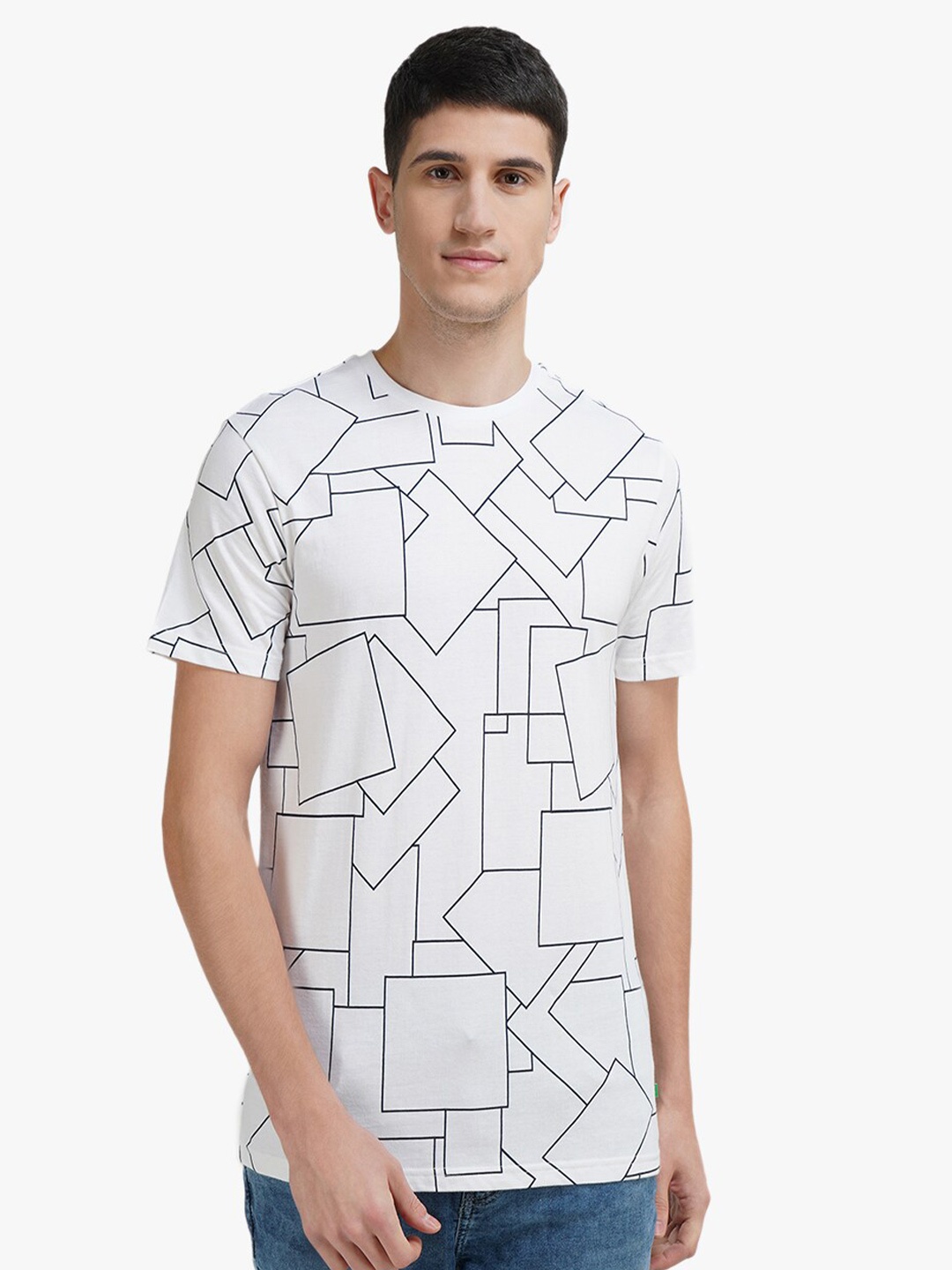 

United Colors of Benetton Men White Printed T-shirt
