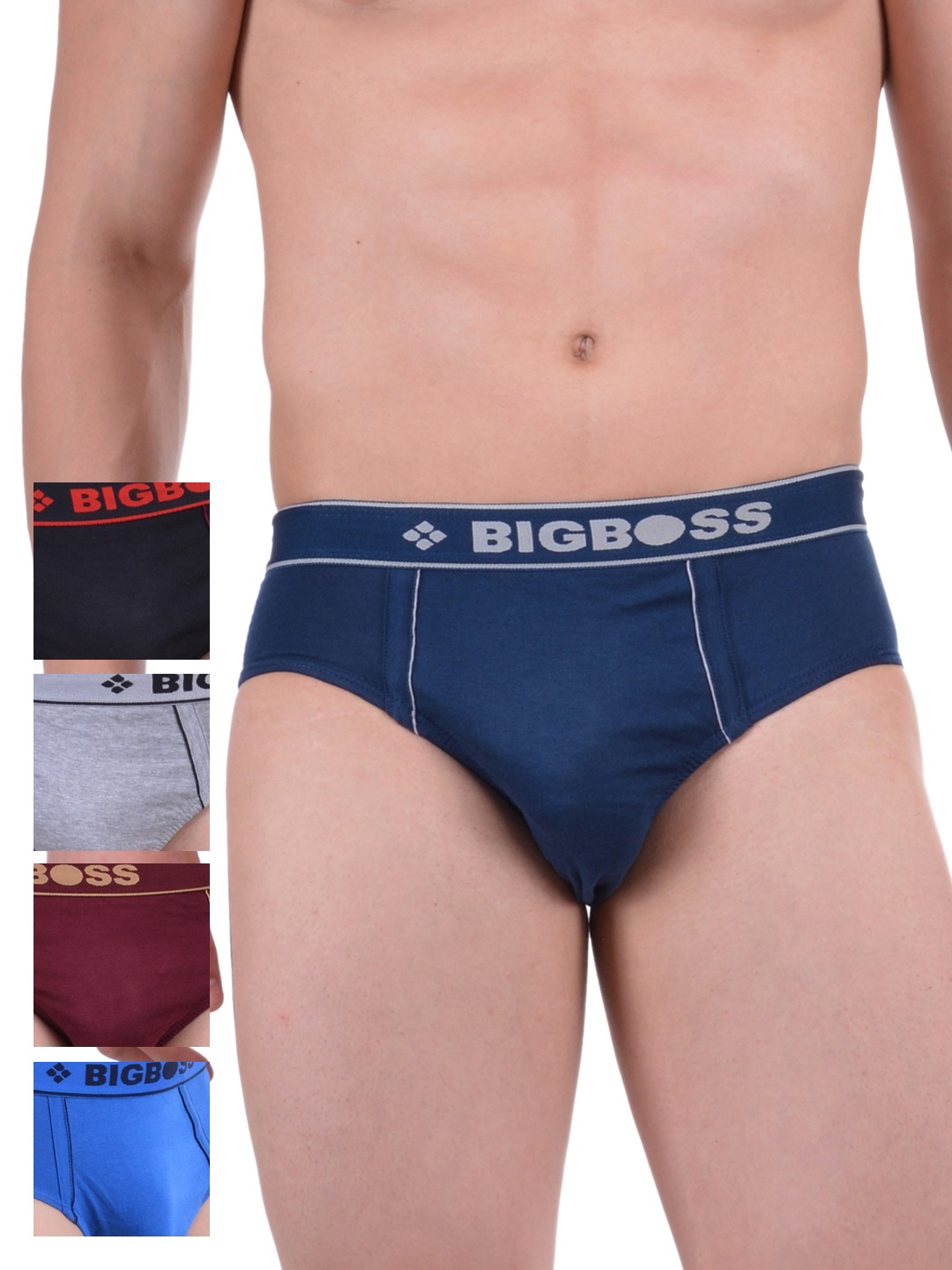 

Dollar Bigboss Men's Solid Pack of 5 Anti-Microbial Super Combed Cotton Briefs, Multi