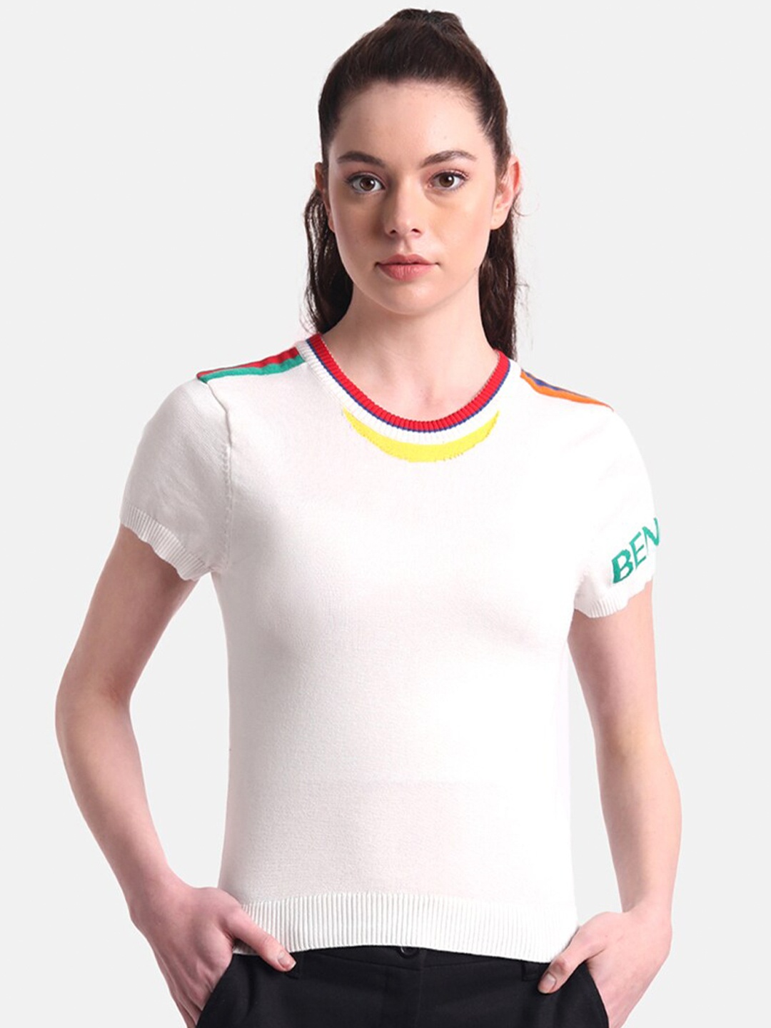 

United Colors of Benetton Women White Solid Top