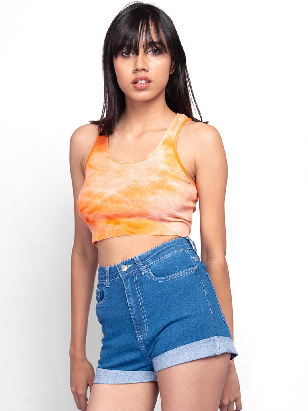 

FREAKINS Women Blue Slim Fit High-Rise Denim Shorts
