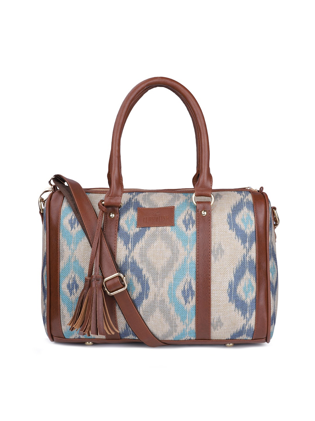 

THE CLOWNFISH Cream-Coloured Printed Oversized Structured Handheld Bag