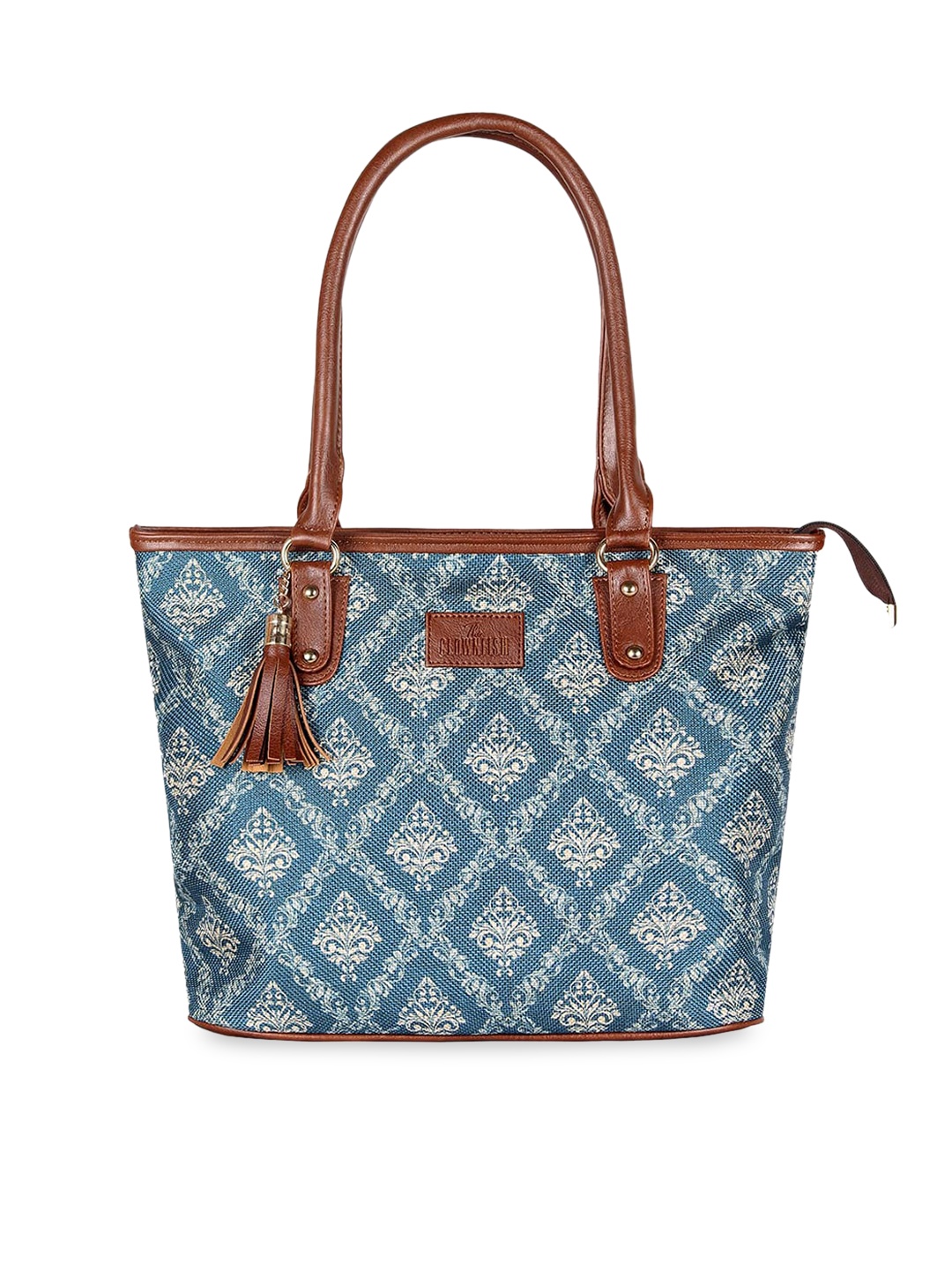 

THE CLOWNFISH Percy Blue Ethnic Motifs Printed Structured Shoulder Bag