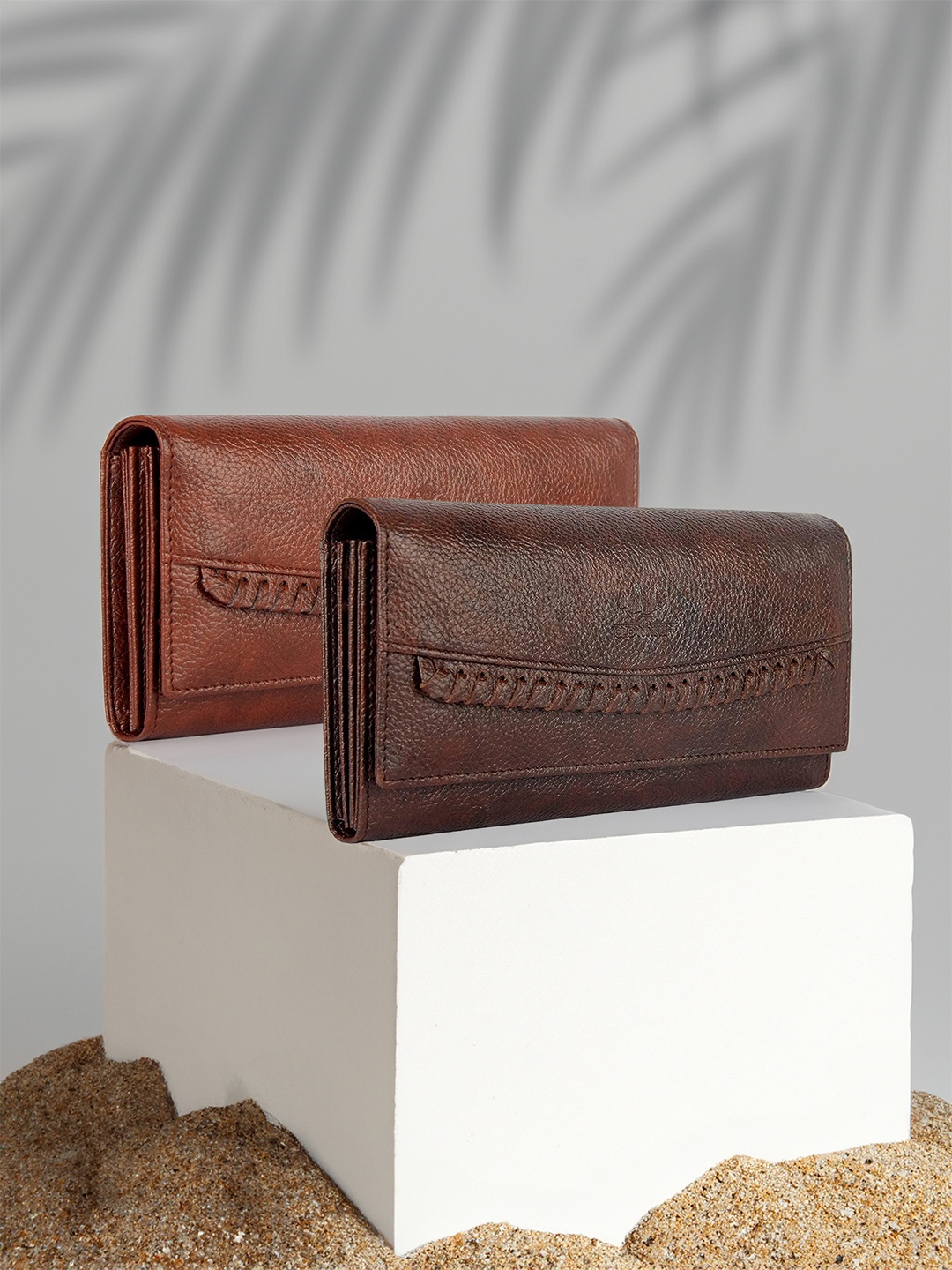 

THE CLOWNFISH Women Brown 2 Textured Leather Envelope