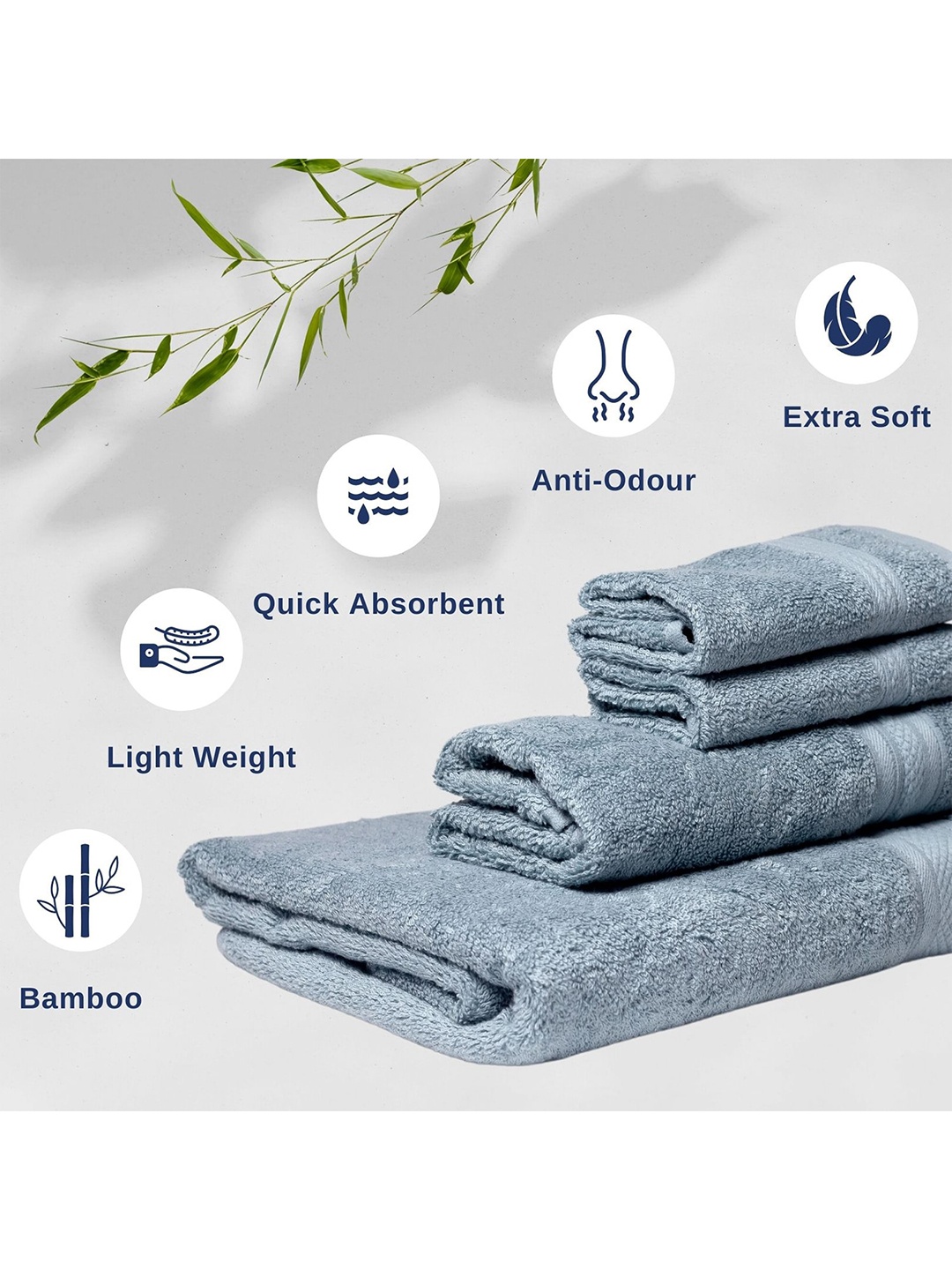 

Kawach Unisex Blue Solid Antimicrobial Soft Bamboo Towel