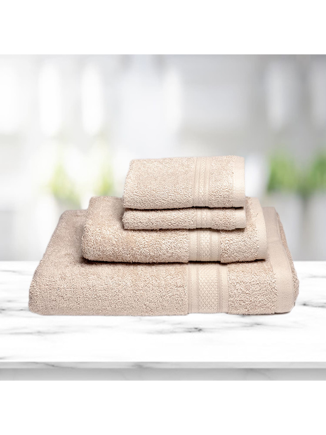 

Kawach Cream-Colored Antimicrobial Soft Bamboo Towel Set