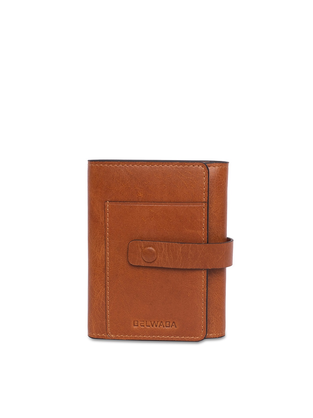 

Belwaba Men Tan Textured Leather Card Holder