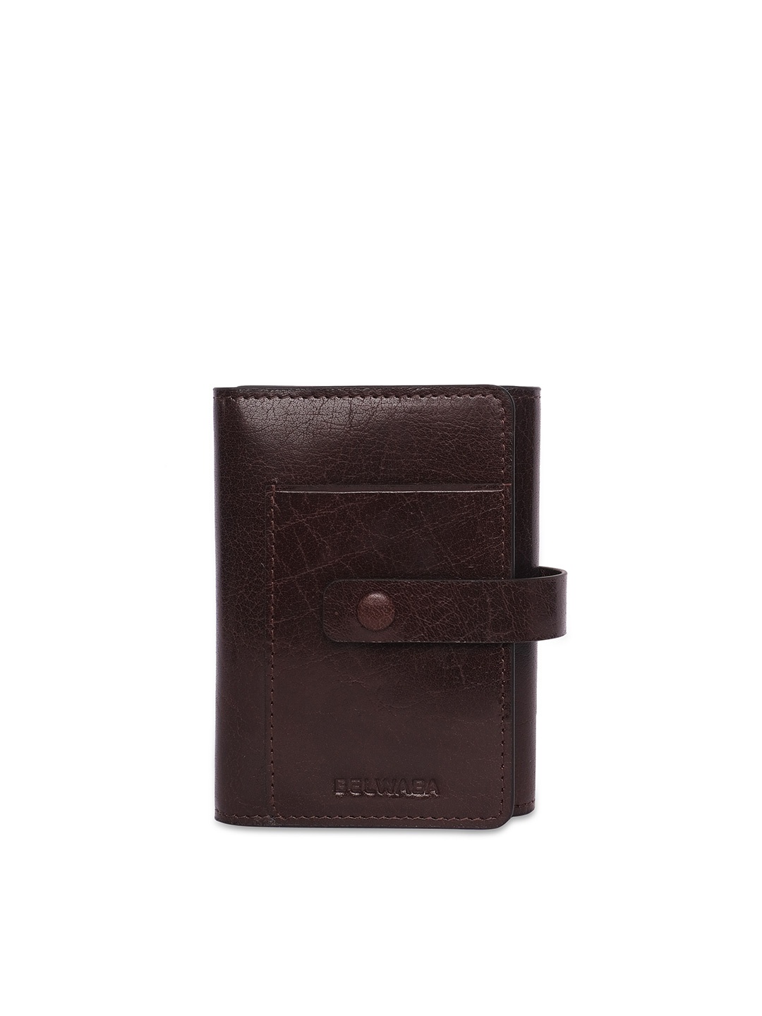 

Belwaba Men Brown Textured Leather Card Holder