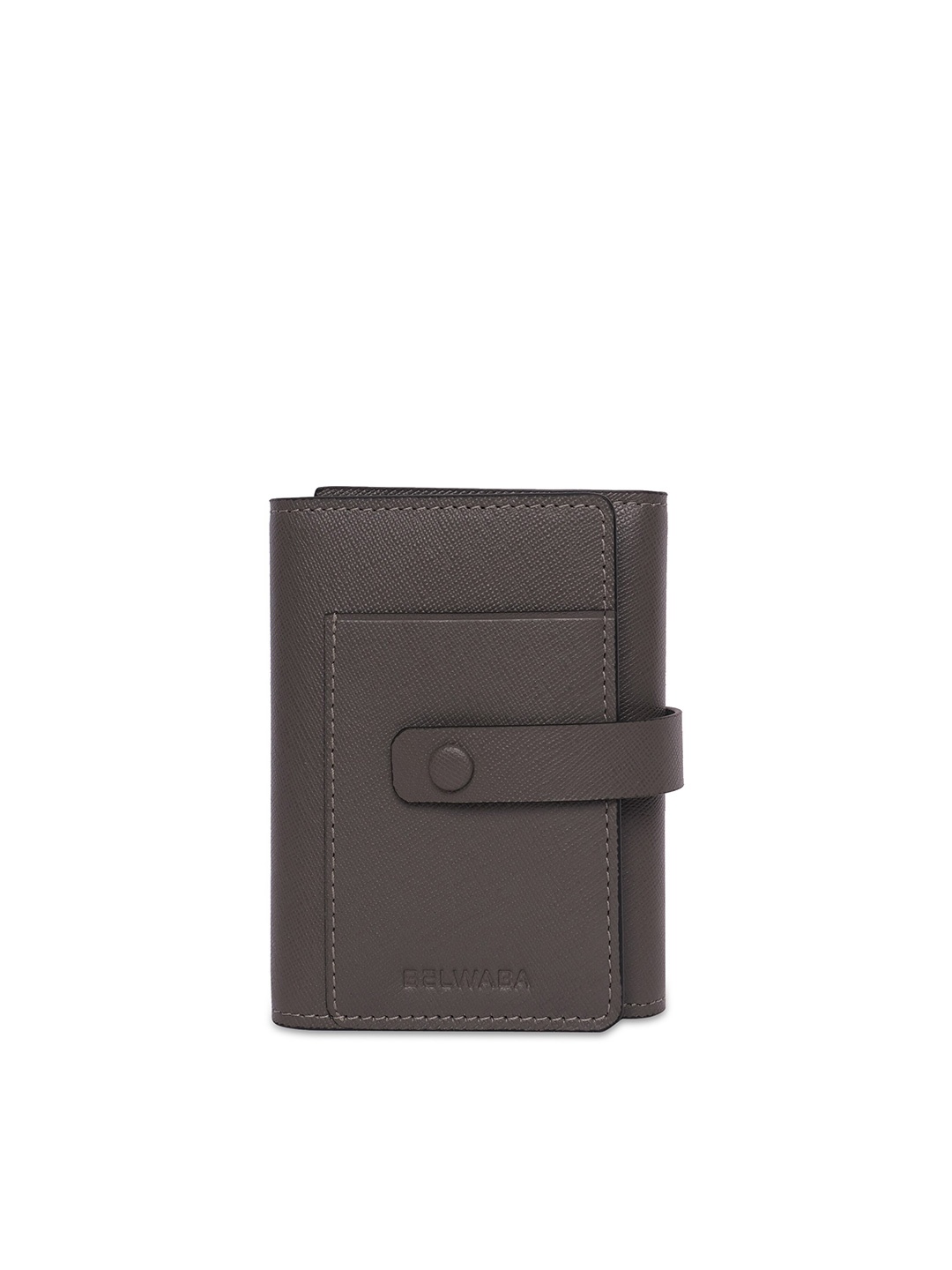 

Belwaba Men Grey Textured Leather Card Holder