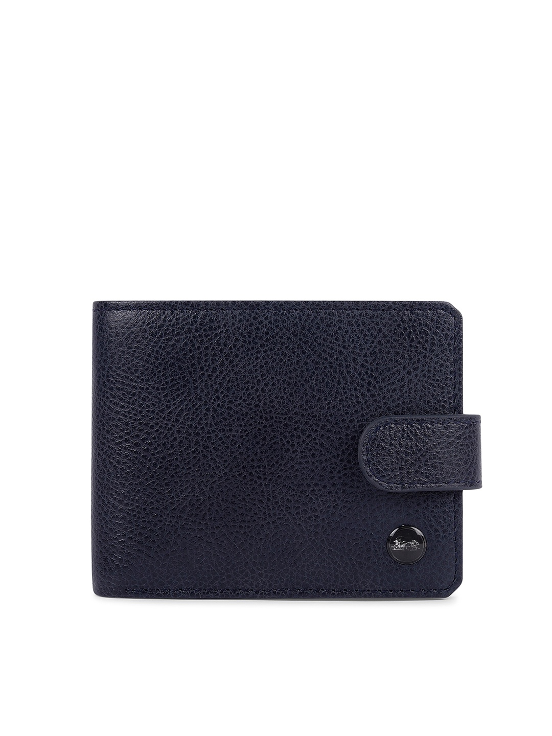 

Belwaba Men Navy Blue Textured Leather Card Holder