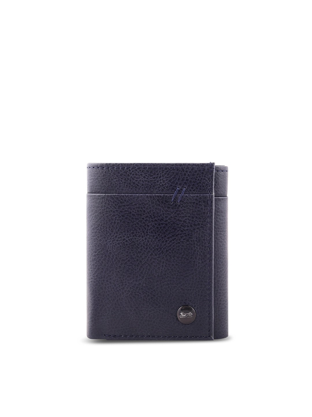 

Belwaba Men Navy Blue Textured Leather Card Holder